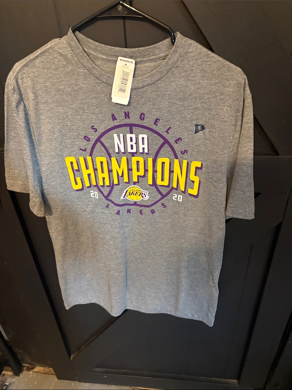 Los Angeles Lakers Gray NBA Champions Short Sleeve Tee